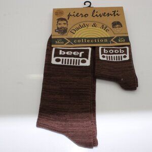 Piero Liventi Daddy & Me Socks Beer-Boob Brown Men-L Kid- 1-2 Yrs New